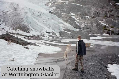 Catching snowballs at Worthington glacier
